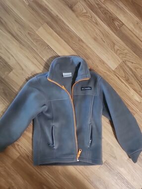 Columbia Gray Fleece Jacket with Orange Zipper